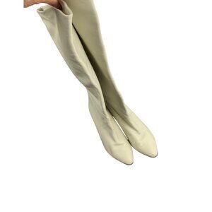 vintage Italian Barbarossa womens leather high boots 3.5’ Heel  19' from ground.